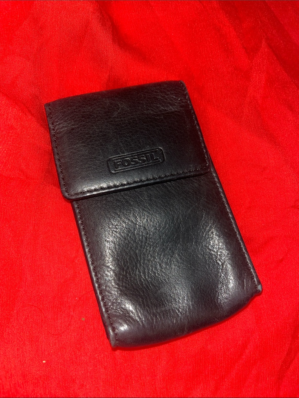 Fossil Black Leather Cigarette Case Pouch with Flap genuine leather 93